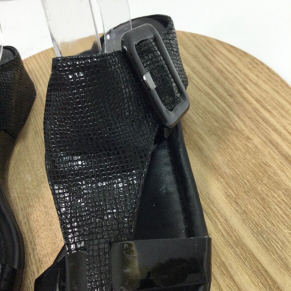 Donald Pliner Womens Ofelia Python Print Open Toe Wedge Sandals Shoes Black 7.5M - Picture 5 of 10